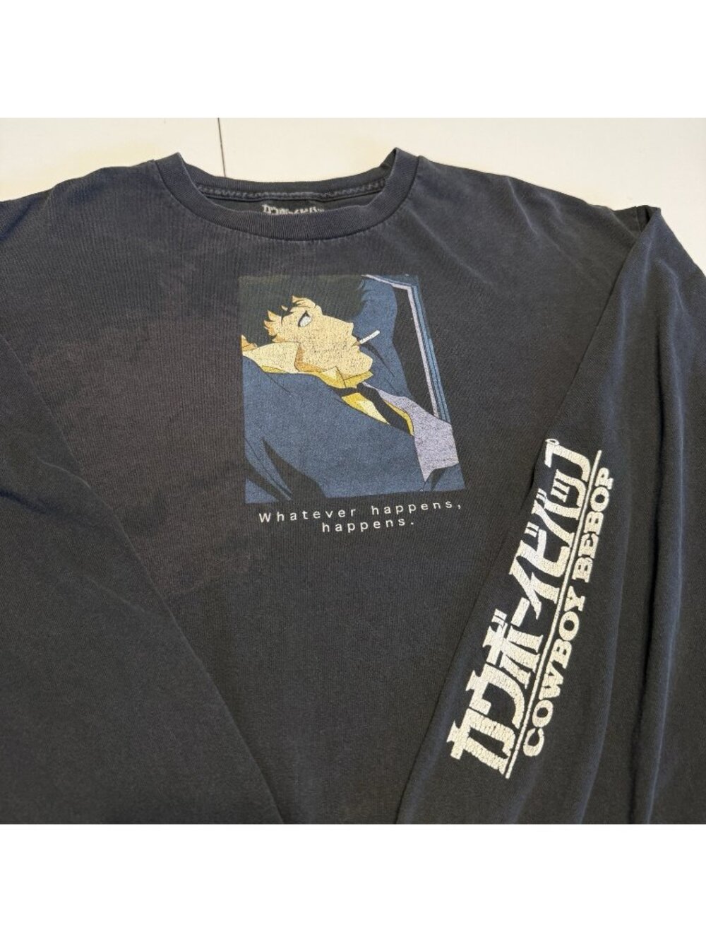 Cowboy Bebop Anime Sunrise T Shirt Mens XL Black Long Sleeve Whatever Happens